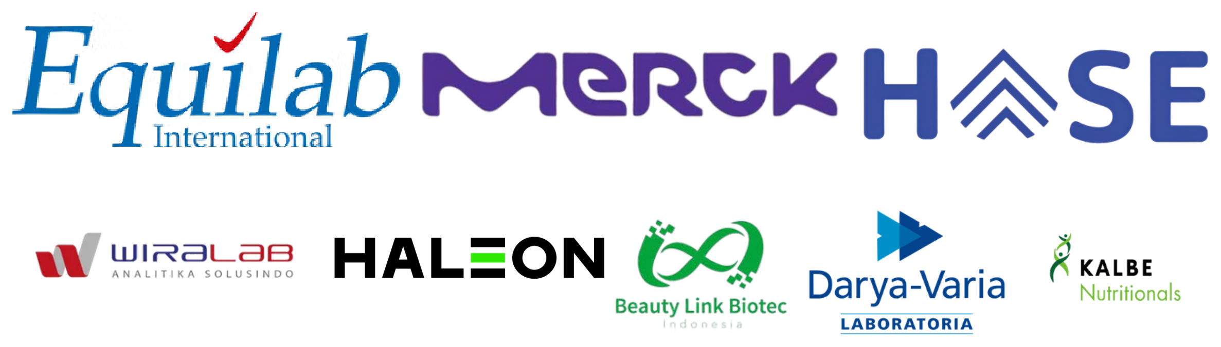 APAC 2026 sponsors: Equilab International, Merck, HOSE, Wiralab Analitika Solusindo, Haleon, Beauty Link Biotec Indonesia, Darya-Varia Laboratoria, and Kalbe Nutritionals